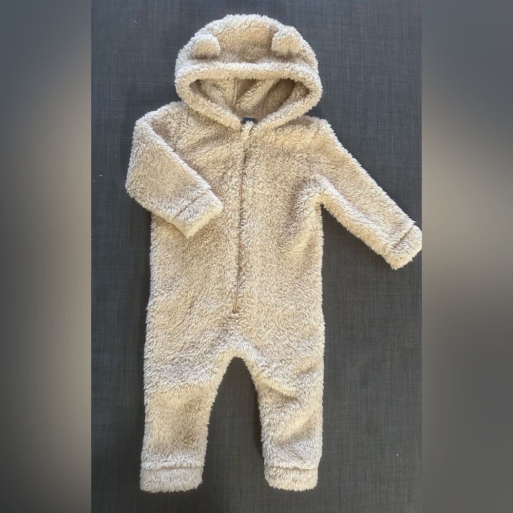 Fuzzy onesie w/ open hands & feet
